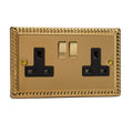 Varilight Georgian Brass 2-Gang 13A Double Pole Switched Socket - XG5DB image 0