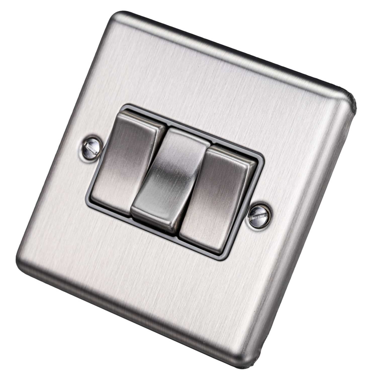 Brushed Steel 3 Gang Treble 10A Light Switch W03BSG image 0