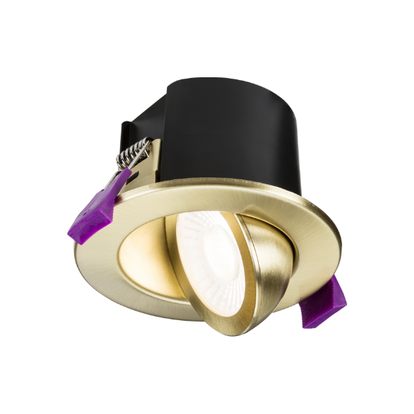 Brushed Brass Fire Rated IP65 Tilt Downlight SpektroLED Evo with 2 x Wattage and 4 x CCT image 0