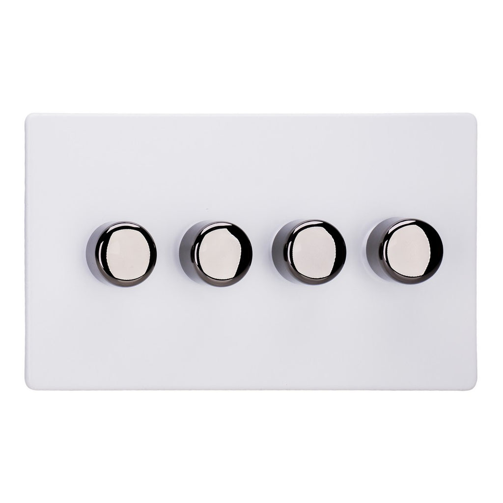 Varilight 4-Gang 2-Way V-Pro Push On/Off Rotary LED Dimmer 4 x 0-120W (Twin Plate) - JDYDP254IS.PD image 0