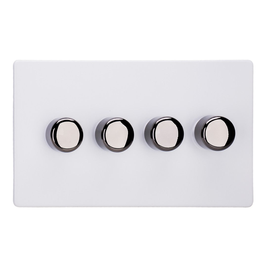 Varilight 4-Gang 2-Way V-Pro Push On/Off Rotary LED Dimmer 4 x 0-120W (Twin Plate) - JDYDP254IS.PD image 0