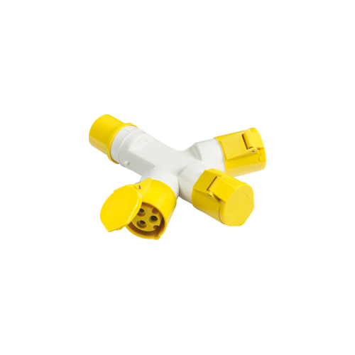 110V IP44 16A 2P+E 3 Way Splitter image 0