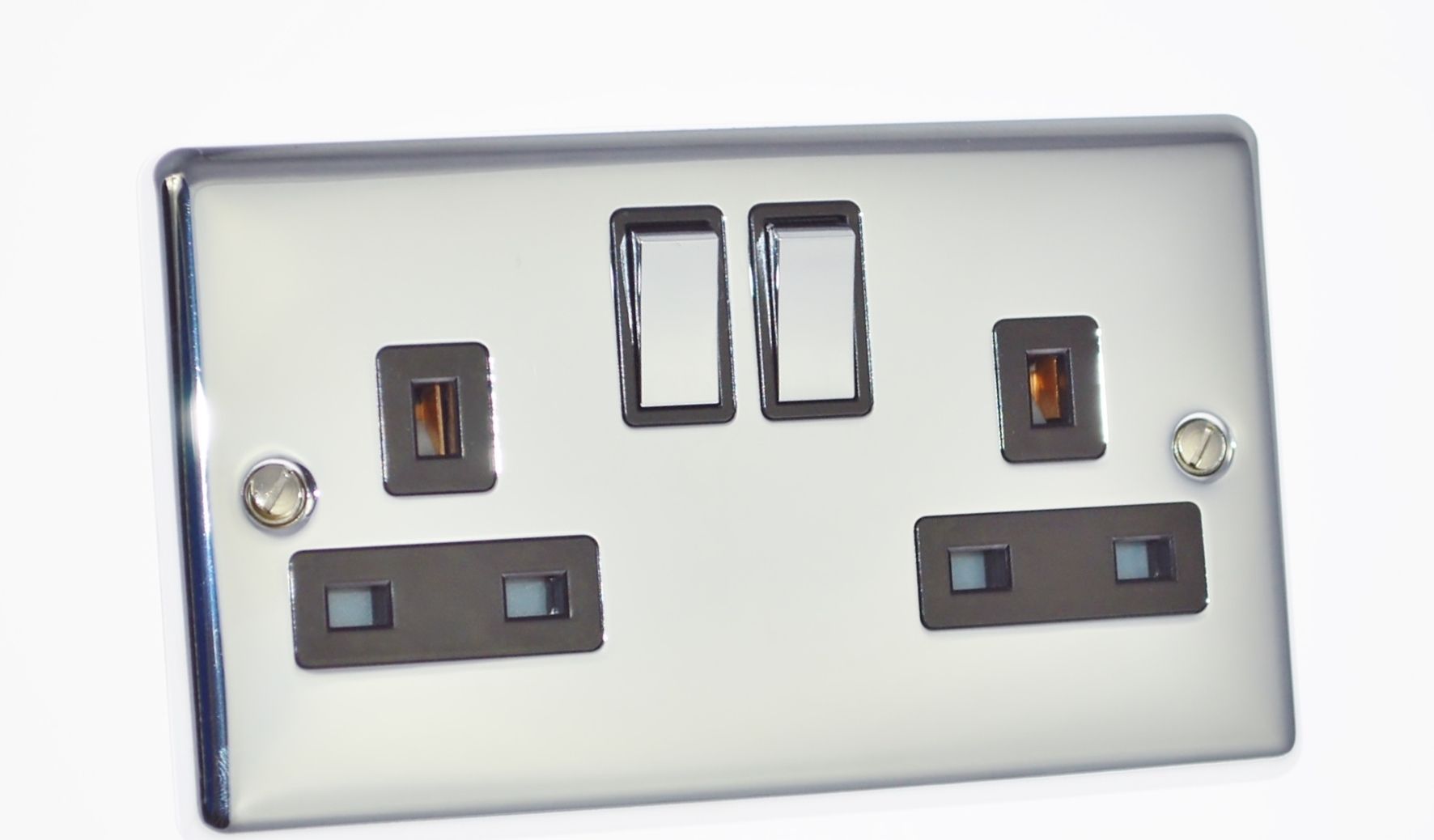 Polished Chrome Double 2 Gang 13a Socket - W07PCB image 0