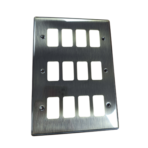 Antique Brass 12 Gang Grid Switch Plate Only - WGP12GAB image 0