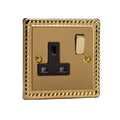 Varilight Georgian Brass 1-Gang 13A Double Pole Switched Socket - XG4DB image 0