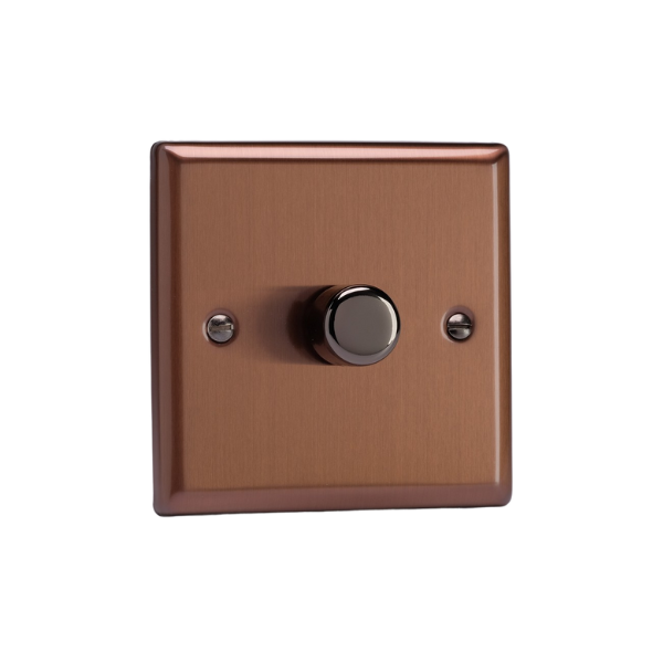 Urban Brushed Bronze 1-Gang 2-Way V-Pro Push On/Off Rotary LED Dimmer 1 x 0-120W (1-10 LEDs) JYP401.BZ image 0