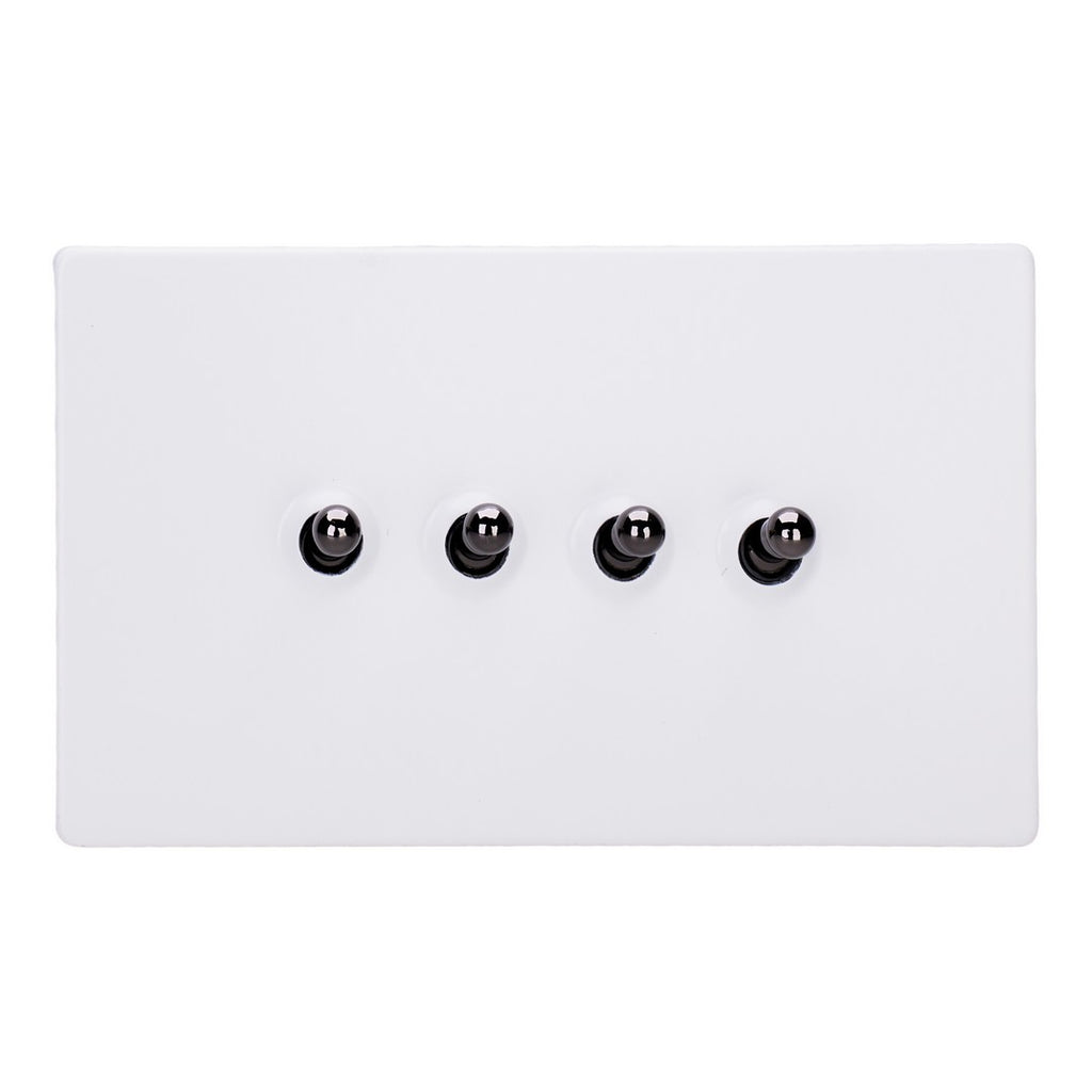 Varilight Primed 4-Gang 10A 1- or 2-Way Toggle Switch (Twin Plate) with Iridium Toggle - XDYT9IS.PD image 0