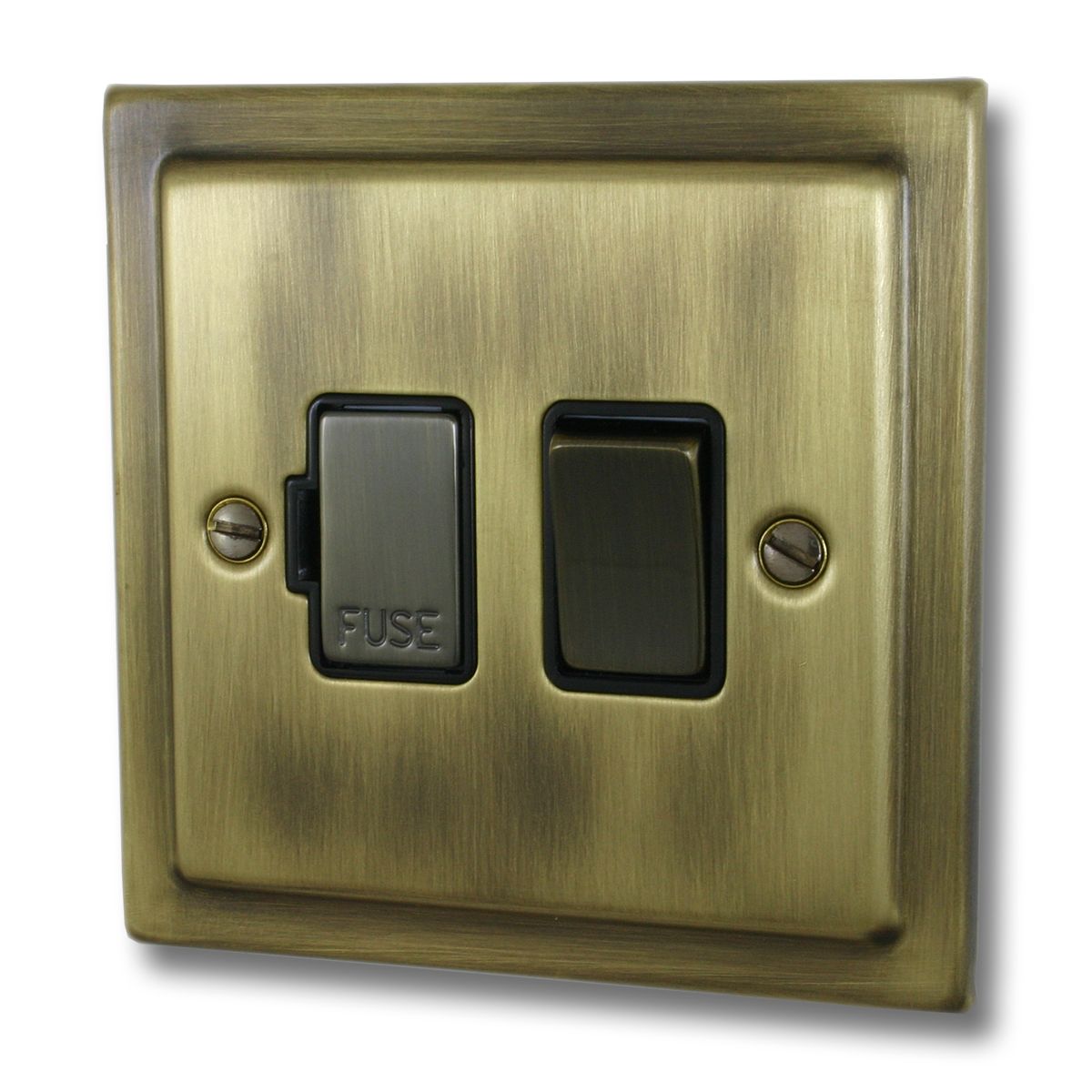 Victorian Antique Brass 13A Switched Fuse Spur - V38AN image 0