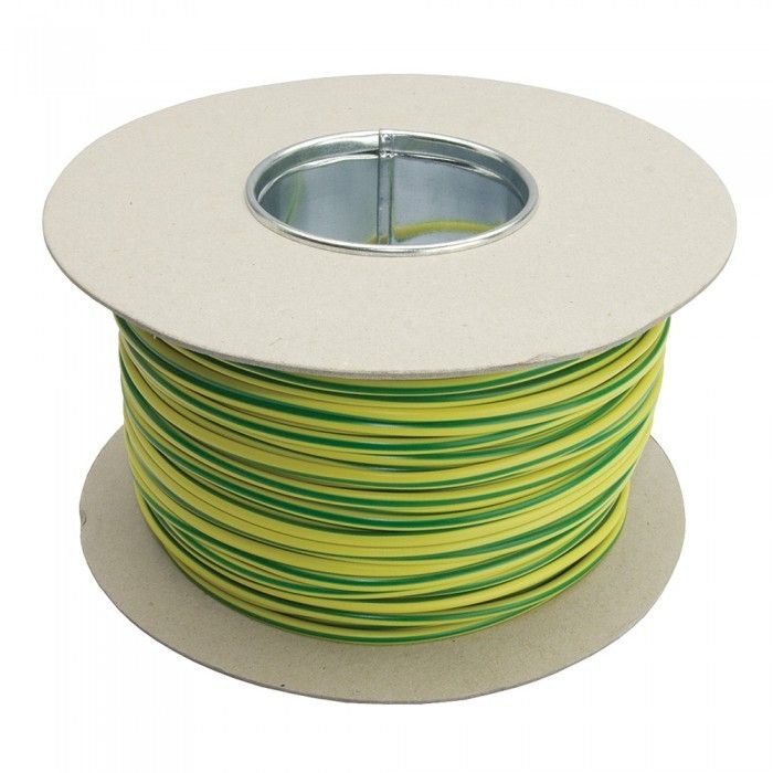4mm PVC Cable Sleeving - Green / Yellow (Earth) - 100M Drum - FL-4.0DRUMG/Y image 0