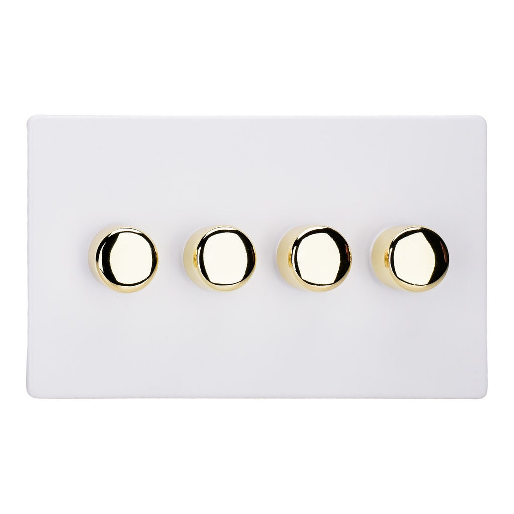 Varilight 4-Gang 2-Way V-Pro Push On/Off Rotary LED Dimmer 4 x 0-120W (Twin Plate) - JDYDP254VS.PD image 0