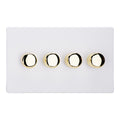 Varilight 4-Gang 2-Way V-Pro Push On/Off Rotary LED Dimmer 4 x 0-120W (Twin Plate) - JDYDP254VS.PD image 0