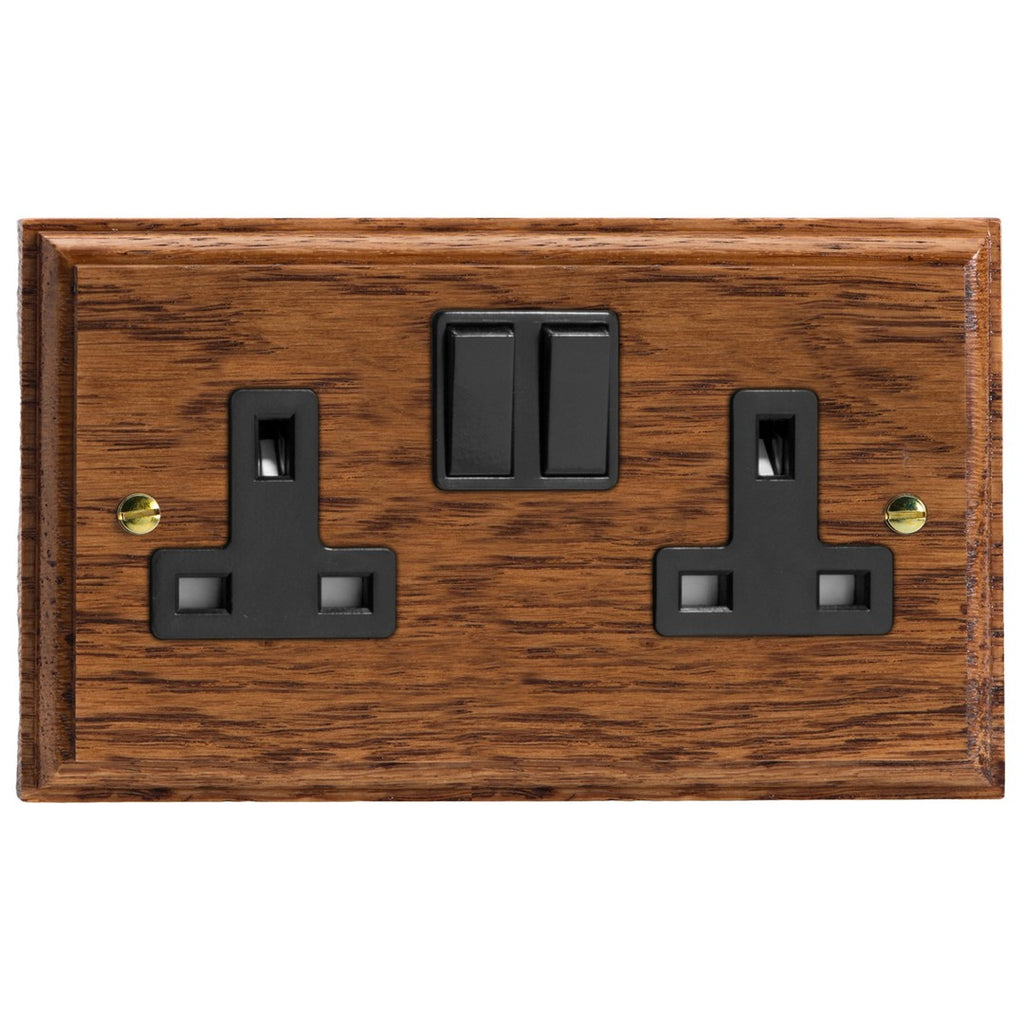 Varilight Kilnwood 2-Gang 13A Double Pole Switched Socket - XK5MOB image 0