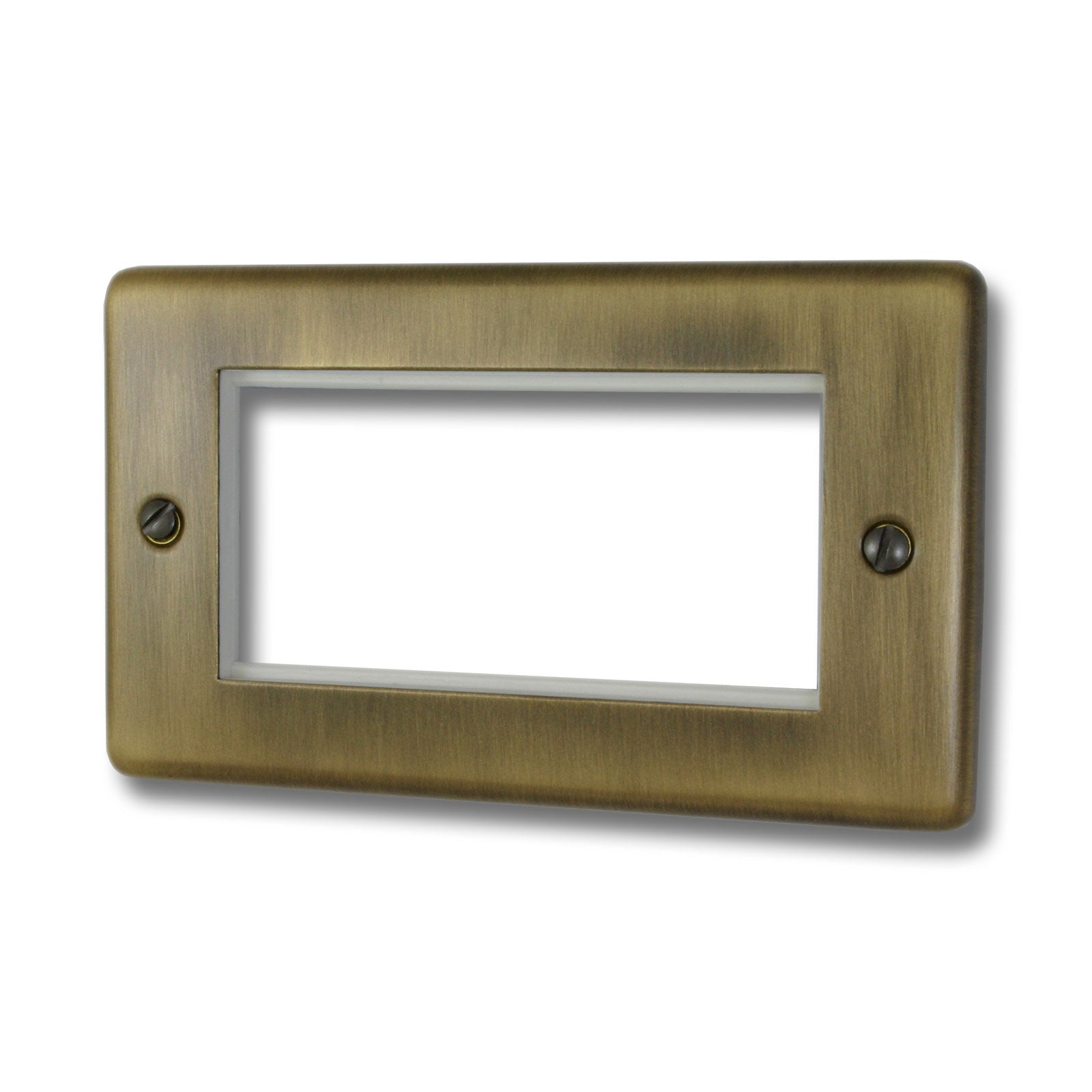 Windsor Antique Brass Data Plate 4 Modules Black Insert - W64AB image 0