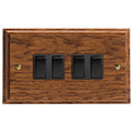 Varilight Kilnwood 4-Gang 10A 1- or 2-Way Rocker Switch (Twin Plate) - XK9MOB image 0