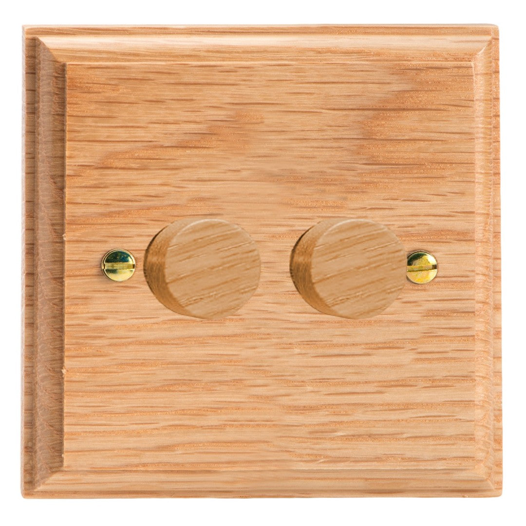 Varilight Kilnwood 2-Gang 2-Way V-Dim Push On/Off Rotary Dimmer 2 x 40-250W - HK4O image 0