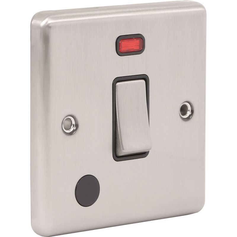Brushed Steel 20A Double Pole Switch -  W37BSB image 0