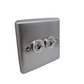 Brushed Steel 2 Gang 20AX Toggle Switch - W35BS image 0