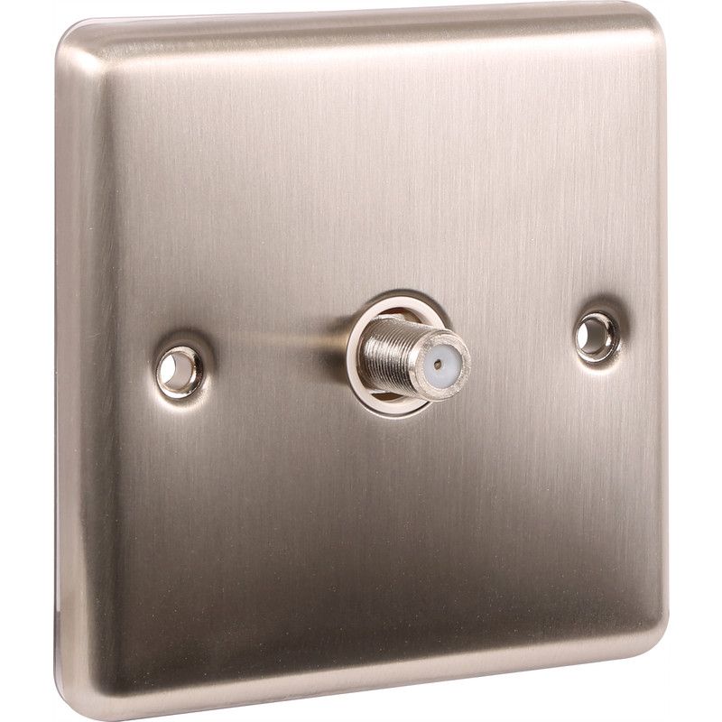 Brushed Steel 1 Gang Satellite Outlet W59BSW image 0