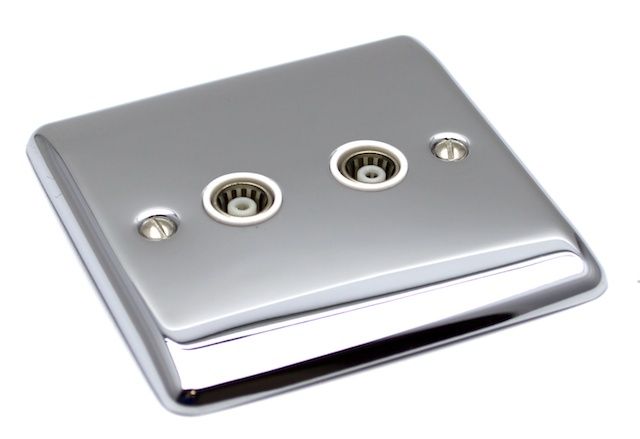 Definition Polished Chrome 2 Gang TV Coaxial Outlet D43PCW image 0