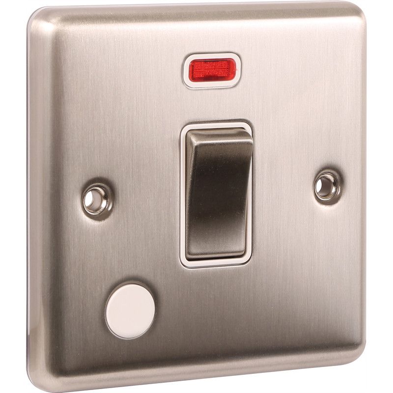 Brushed Steel 20A Double Pole Switch W37BSW image 0