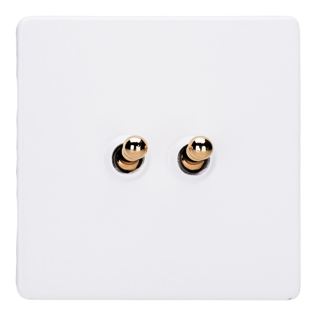 Varilight 2-Gang 10A Intermediate Toggle Switch with Brass Toggle - XDYT71VS.PD image 0