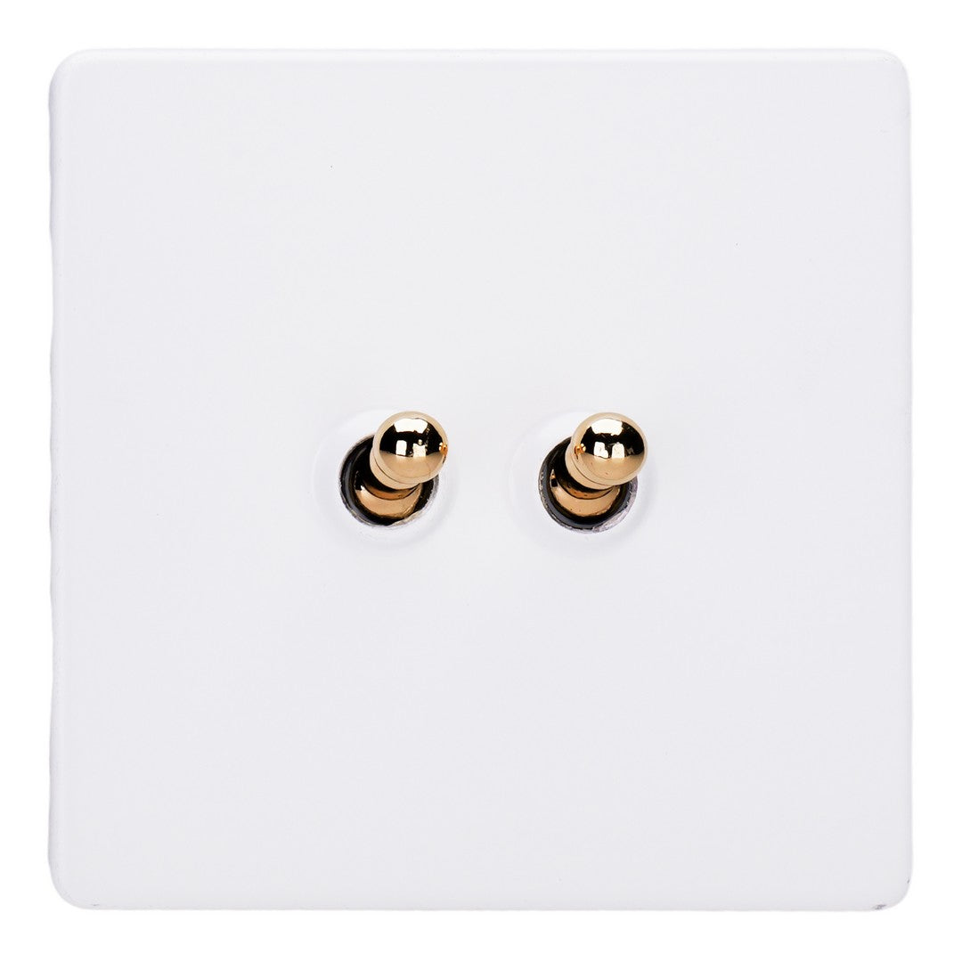 Varilight 2-Gang 10A Intermediate Toggle Switch with Brass Toggle - XDYT71VS.PD image 0