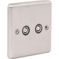 Brushed Steel 2 Gang TV Coaxial Outlet -  W43BSB image 0