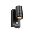 EAMON - 230V IP44 GU10 Polycarbonate Single wall light with PIR - Black - EAPIR1BK image 0