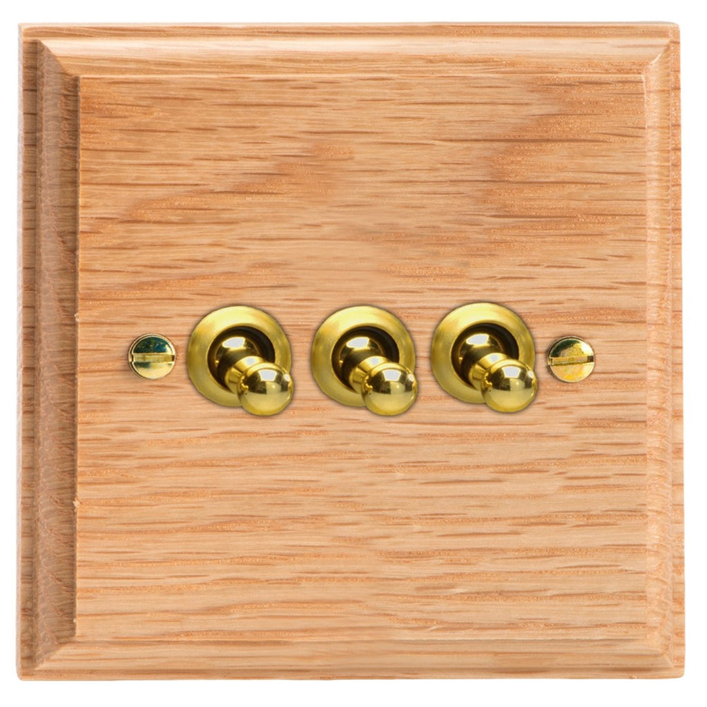 Varilight Kilnwood 3-Gang 10A 1- or 2-Way Toggle Switch - XKT3O image 0