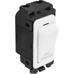 White 20A DP Engraved Grid Switch – Dish Washer – GSDWW image 0