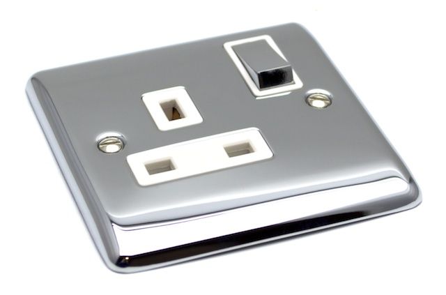 Definition Polished Chrome  Single 1 Gang 13a Socket - D06PCW image 0