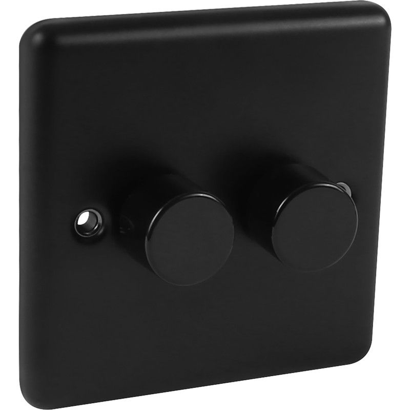 Matt Black 2 Gang 400W Dimmer - W23MBB image 0