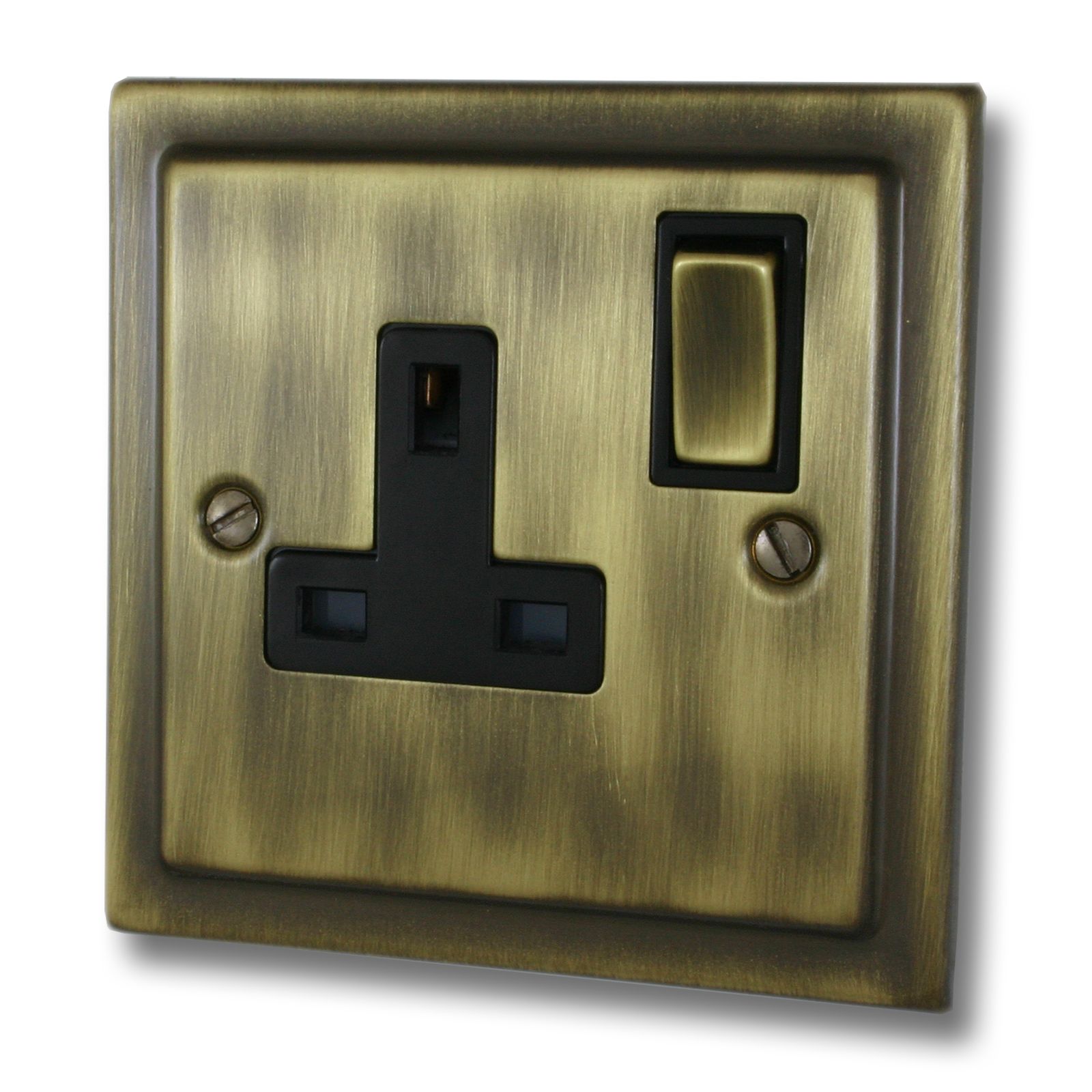 Victorian Antique Brass Single 1 Gang 13a Socket - V06AN image 0