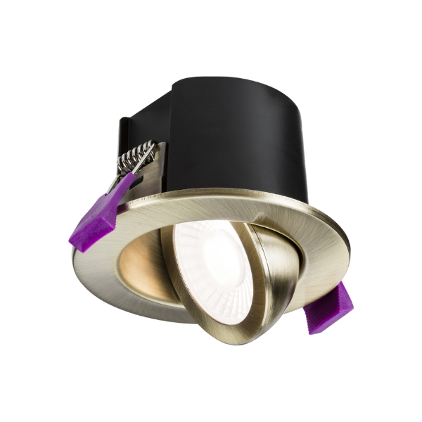 Antique Brass Fire Rated IP65 Tilt Downlight SpektroLED Evo with 2 x Wattage and 4 x CCT image 0