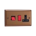 Urban Brushed Bronze 45A Cooker Panel with 13A Double Pole Switched Socket Outlet (Red Rocker) XY45PB.BZ image 0