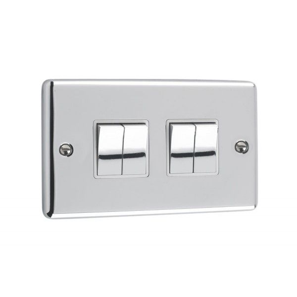 Polished Chrome 4 Gang Quad 10A Light Switch - W04PCW image 0