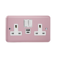 Rose Pink 2-Gang 13A Single Pole Switched Socket with 1x USB A & 1x USB C Charging Ports XY5UACW.RP image 0
