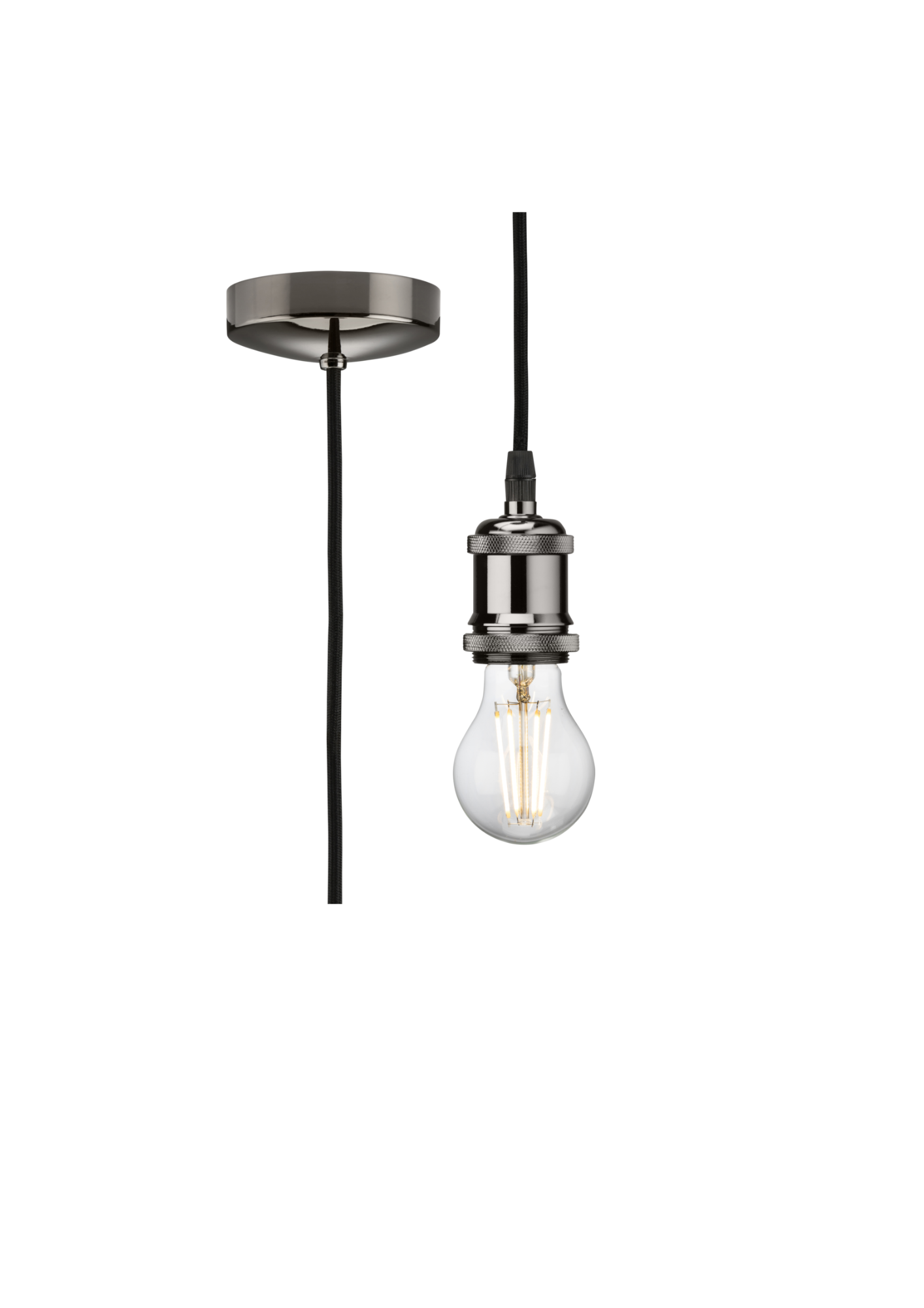 Black Nickel 1.8m E27 Vintage Pendant Set - 8271LBN image 0