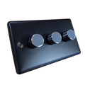 Matt Black 3 Gang 250W Push 2 Way Dimmer with IN27 Module - W12MBPC image 0