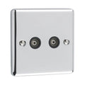 Polished Chrome 2 Gang TV Coaxial Outlet - W43PCB image 0
