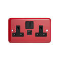 Pillar Box Red 2-Gang 13A Single Pole Switched Socket with 1x USB A & 1x USB C Charging Ports XY5UACB.PR image 0