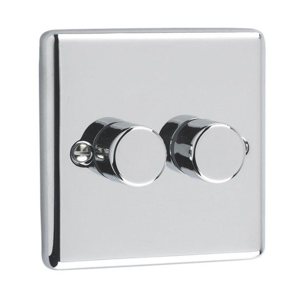 Polished Chrome 2 Gang 400W Dimmer Switch - W23PC image 0