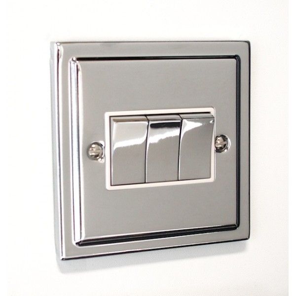 Regency Polished Chrome 3 Gang Treble 10a Light Switch R03PCW image 0