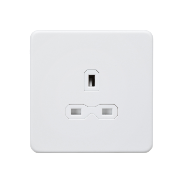 Matt White 13A 1G UnSwitched Socket with white Insert  - SFR7000UMW image 0