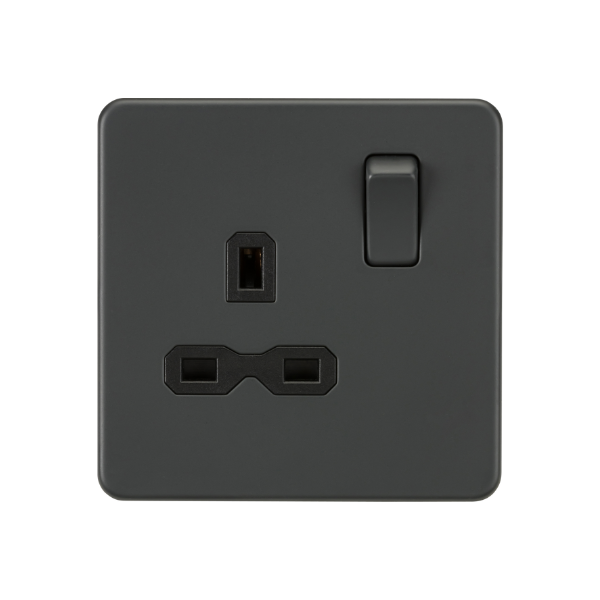 Anthracite 13A 1G DP Switched Socket with Black Insert SFR7000AT image 0