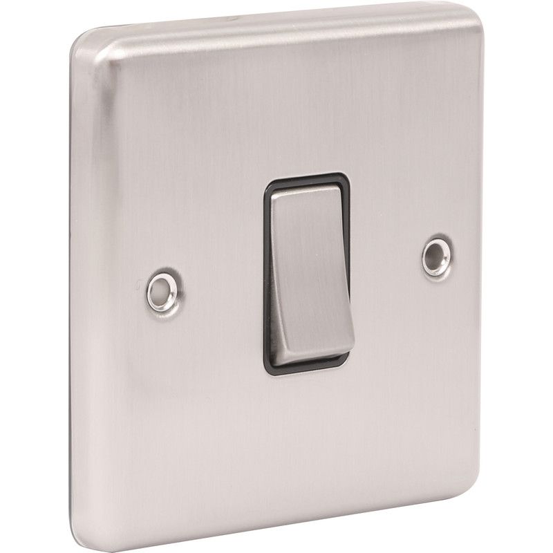 Brushed Steel 1 Gang Intermediate Light Switch -  W05BSB image 0
