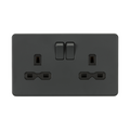 Anthracite 13A 2G DP Switched Socket with Twin Earths with Black insert -  SFR9000AT image 0