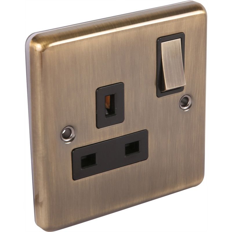 Windsor Antique Brass 13A DP Socket 1 Gang - W06AB image 0