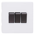 Varilight Primed 3-Gang 10A 1- or 2-Way Rocker Switch with Iridium Rocker – XDY3IS.PD image 0
