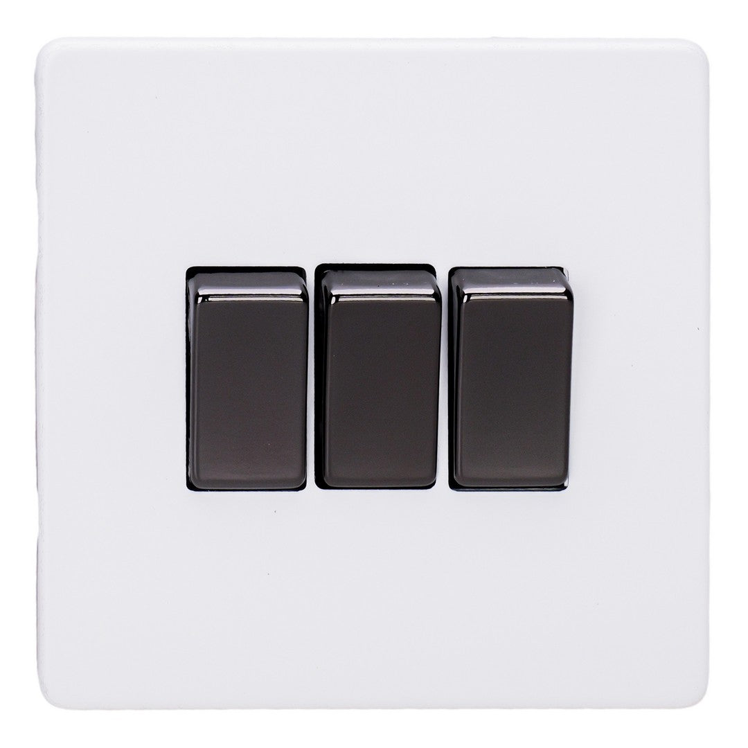 Varilight Primed 3-Gang 10A 1- or 2-Way Rocker Switch with Iridium Rocker – XDY3IS.PD image 0